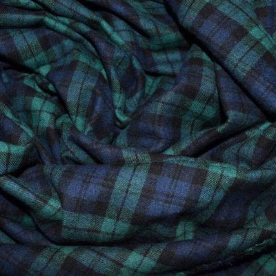 FabricLA Cotton Flannel Plaid Blue Green Checkered