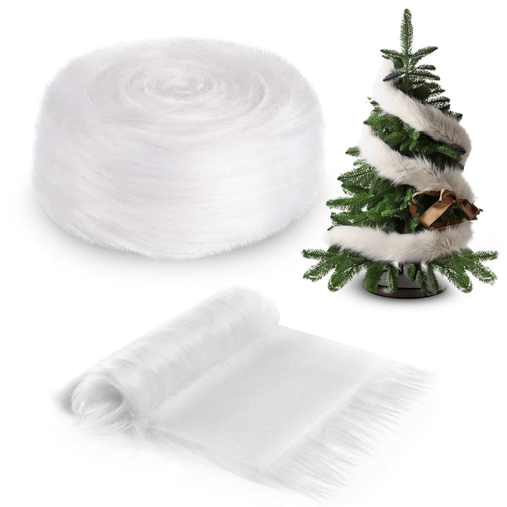 White Faux Fur Ribbon Trim 1" Wide, 6FT Long by FabricLA - Perfect for Crafting, Sewing & Christmas Decor, 4-Pack - FabricLA.com