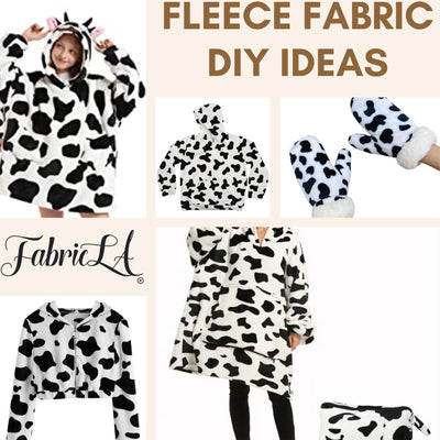 Anti Pill Polar Fleece Printed Fabric | Cow Black and White - FabricLA.com