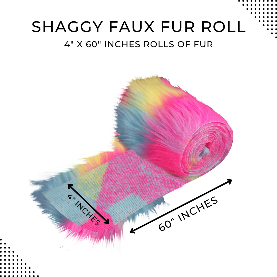 FabricLA Mohair Shaggy Faux Fur Fabric - Pre Cut Strips | Trim Ribbon | DIY Craft, Hobby, Costume, Decoration - Pastel Patch - FabricLA.com