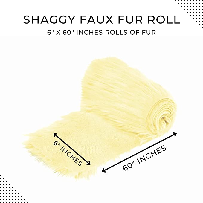 FabricLA Mohair Shaggy Faux Fur Fabric - Pre Cut Strips | Trim Ribbon | DIY Craft, Hobby, Costume, Decoration - Ivory - FabricLA.com