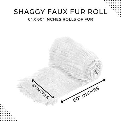 FabricLA Mohair Shaggy Faux Fur Fabric - Pre Cut Strips | Trim Ribbon | DIY Craft, Hobby, Costume, Decoration - White - FabricLA.com