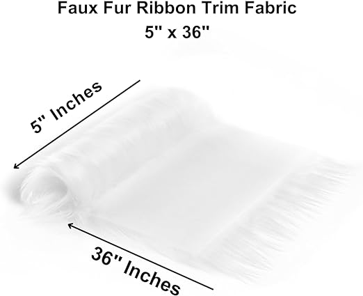 FabricLA Faux Fur Ribbon Trim Fabric - 5" Wide x 36" Long (3 FT) - Soft Christmas Fur Great for Crafting, Sewing, and Decorating - White - FabricLA.com