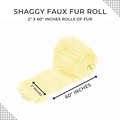 FabricLA Mohair Shaggy Faux Fur Fabric - Pre Cut Strips | Trim Ribbon | DIY Craft, Hobby, Costume, Decoration - Ivory - FabricLA.com