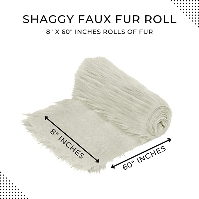 FabricLA Mohair Shaggy Faux Fur Fabric - Pre Cut Strips | Trim Ribbon | DIY Craft, Hobby, Costume, Decoration -Off White - FabricLA.com