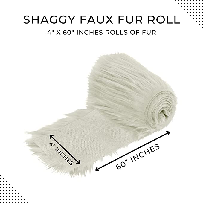 FabricLA Mohair Shaggy Faux Fur Fabric - Pre Cut Strips | Trim Ribbon | DIY Craft, Hobby, Costume, Decoration -Off White - FabricLA.com