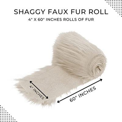 FabricLA Mohair Shaggy Faux Fur Fabric - Pre Cut Strips | Trim Ribbon | DIY Craft, Hobby, Costume, Decoration - Beige - FabricLA.com