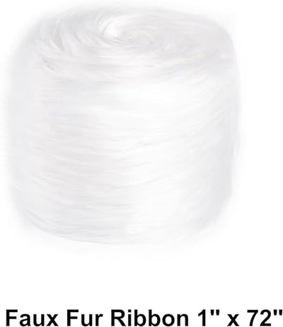 FabricLA Faux Fur Ribbon Trim Fabric - 1" Wide x 72" Long (6 FT) - Soft Christmas Fur Great for Crafting, Sewing, and Decorating - 4 Pieces - White - FabricLA.com