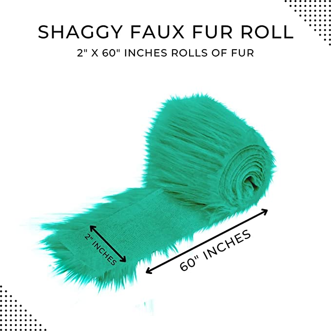 FabricLA Mohair Shaggy Faux Fur Fabric - Pre Cut Strips | Trim Ribbon | DIY Craft, Hobby, Costume, Decoration - Kelly Green - FabricLA.com