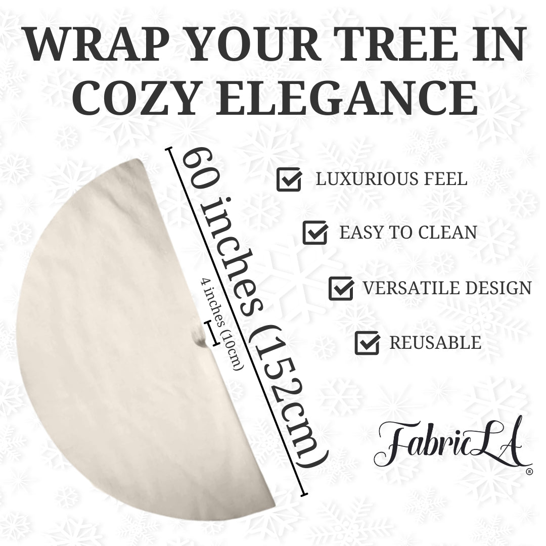 Faux Fur Christmas Tree Skirt for Holiday Decorations 60 inch (152cm).
