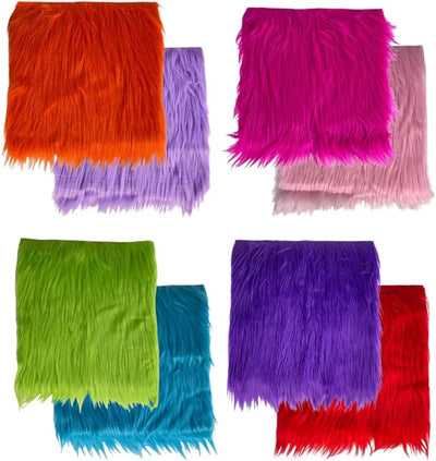 FabricLA Faux Fur Fabric - 8 Pieces Square Fur Material Fabric - 10" X 10" Inches (25cm x 25cm) - Shaggy Fur Patches Fabric Cuts Chair Cover Seat Cushion for DIY Craft -Multi-Colored - FabricLA.com