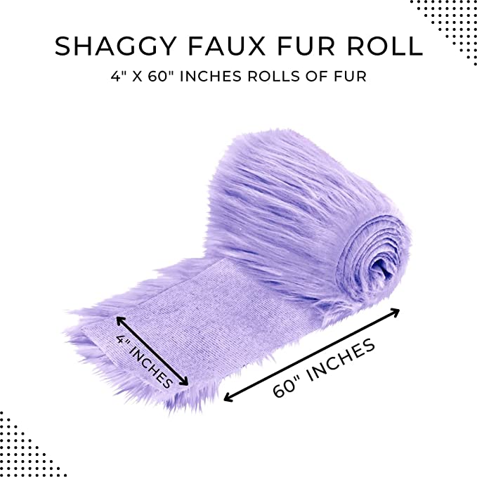 FabricLA Mohair Shaggy Faux Fur Fabric - Pre Cut Strips | Trim Ribbon | DIY Craft, Hobby, Costume, Decoration - Lavender - FabricLA.com