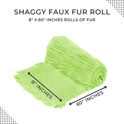 FabricLA Mohair Shaggy Faux Fur Fabric - Pre Cut Strips | Trim Ribbon | DIY Craft, Hobby, Costume, Decoration - Lime - FabricLA.com