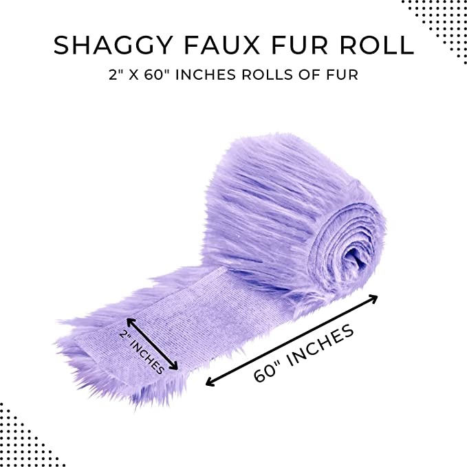 FabricLA Mohair Shaggy Faux Fur Fabric - Pre Cut Strips | Trim Ribbon | DIY Craft, Hobby, Costume, Decoration - Lavender - FabricLA.com