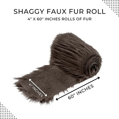 FabricLA Mohair Shaggy Faux Fur Fabric - Pre Cut Strips | Trim Ribbon | DIY Craft, Hobby, Costume, Decoration -Chocolate - FabricLA.com