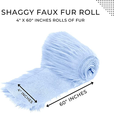 FabricLA Mohair Shaggy Faux Fur Fabric - Pre Cut Strips | Trim Ribbon | DIY Craft, Hobby, Costume, Decoration - Baby Blue - FabricLA.com