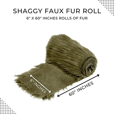 FabricLA Mohair Shaggy Faux Fur Fabric - Pre Cut Strips | Trim Ribbon | DIY Craft, Hobby, Costume, Decoration - Olive - FabricLA.com