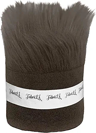 FabricLA Mohair Shaggy Faux Fur Fabric - Pre Cut Strips | Trim Ribbon | DIY Craft, Hobby, Costume, Decoration - Dark Brown - FabricLA.com