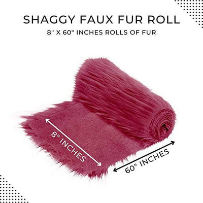 FabricLA Mohair Shaggy Faux Fur Fabric - Pre Cut Strips | Trim Ribbon | DIY Craft, Hobby, Costume, Decoration -Burgundy - FabricLA.com