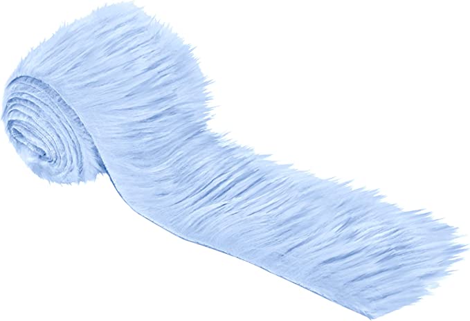 FabricLA Mohair Shaggy Faux Fur Fabric - Pre Cut Strips | Trim Ribbon | DIY Craft, Hobby, Costume, Decoration - Baby Blue - FabricLA.com
