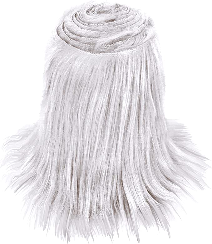 FabricLA Mohair Shaggy Faux Fur Fabric - Pre Cut Strips | Trim Ribbon | DIY Craft, Hobby, Costume, Decoration - Platinum Grey - FabricLA.com