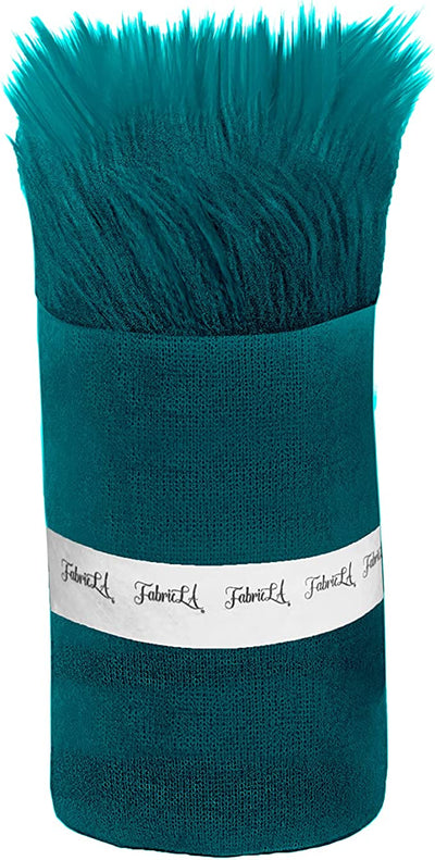 FabricLA Mohair Shaggy Faux Fur Fabric - Pre Cut Strips | Trim Ribbon | DIY Craft, Hobby, Costume, Decoration - Dk Turquoise - FabricLA.com