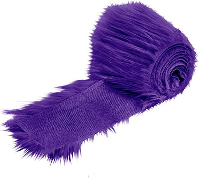 FabricLA Mohair Shaggy Faux Fur Fabric - Pre Cut Strips | Trim Ribbon | DIY Craft, Hobby, Costume, Decoration - Purple - FabricLA.com