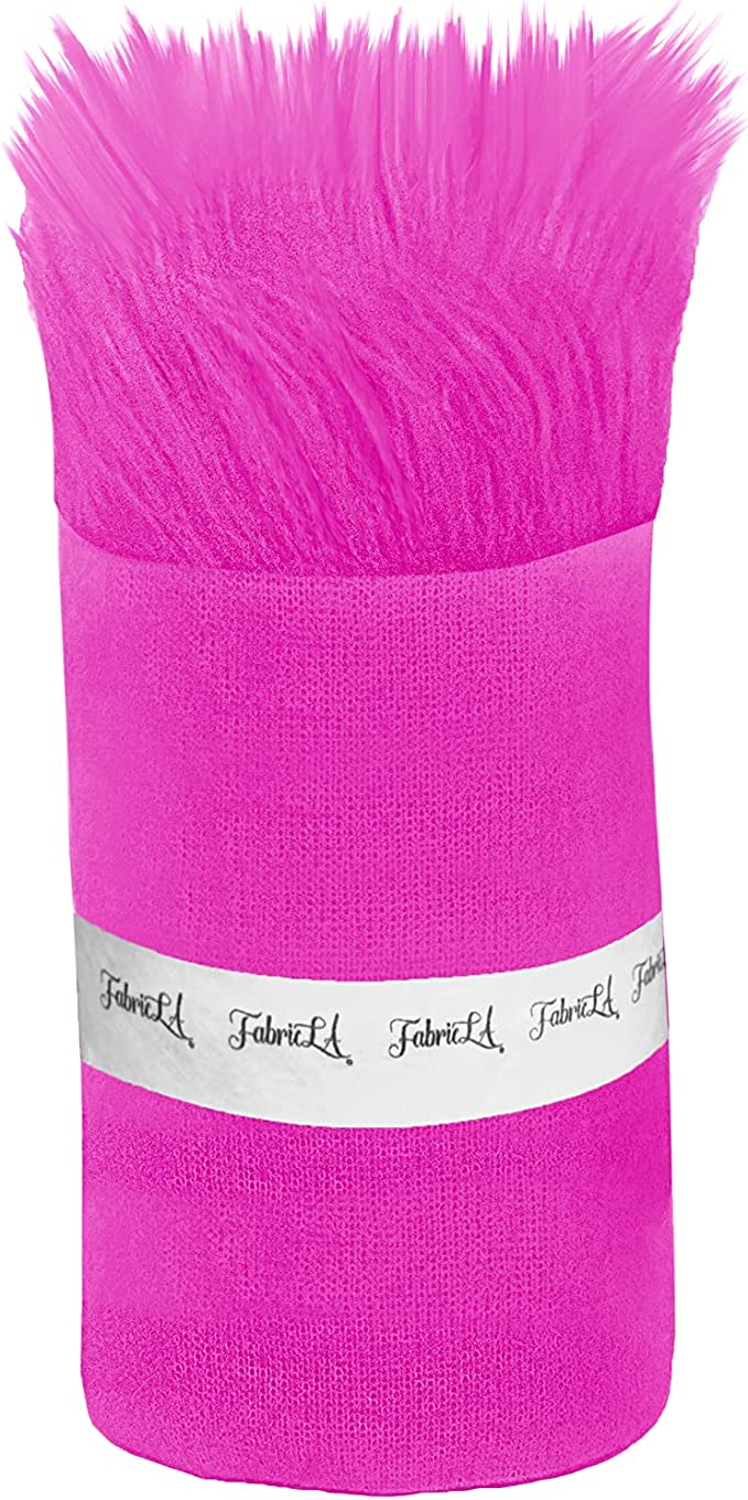 FabricLA Mohair Shaggy Faux Fur Fabric - Pre Cut Strips | Trim Ribbon | DIY Craft, Hobby, Costume, Decoration - Fuchsia - FabricLA.com