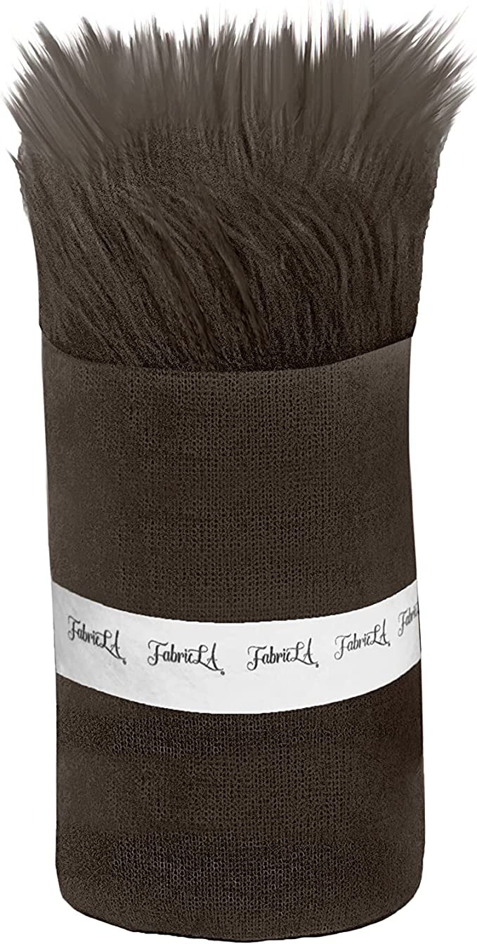 FabricLA Mohair Shaggy Faux Fur Fabric - Pre Cut Strips | Trim Ribbon | DIY Craft, Hobby, Costume, Decoration -Chocolate - FabricLA.com