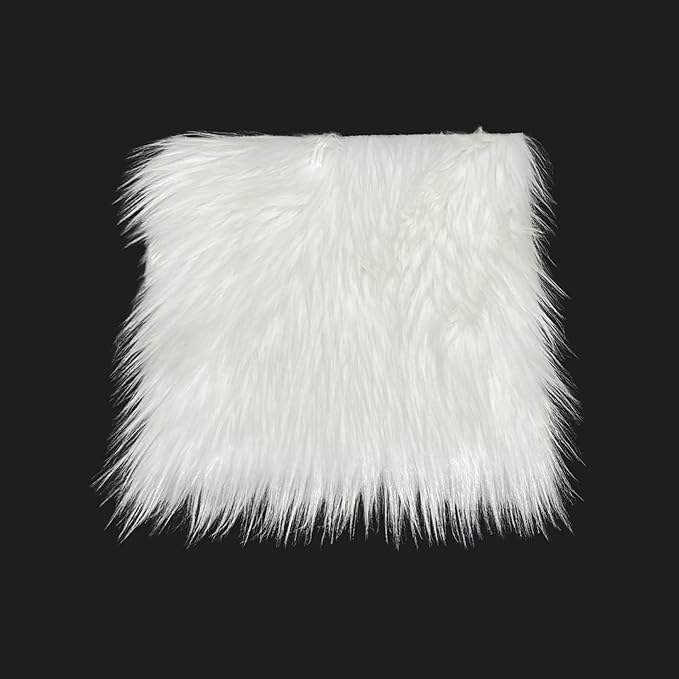 FabricLA Faux Fur Fabric - 8 Pieces Square Fur Material Fabric - 10" X 10" Inches (25cm x 25cm) - Shaggy Fur Patches Fabric Cuts Chair Cover Seat Cushion for DIY Craft - White - FabricLA.com