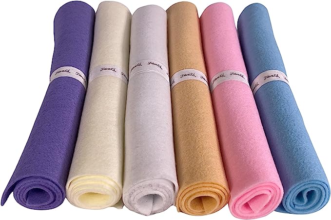 FabricLA Craft Felt Rolls 6 Pieces - 8" X 12" Inches Assorted Color Non-Woven Soft Felt Material - Acrylic Felt Roll for DIY Craftwork, Sewing and Patchwork - Pastel Lovers - FabricLA.com