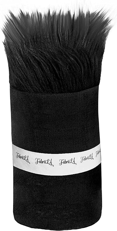 FabricLA Mohair Shaggy Faux Fur Fabric - Pre Cut Strips | Trim Ribbon | DIY Craft, Hobby, Costume, Decoration - Black - FabricLA.com
