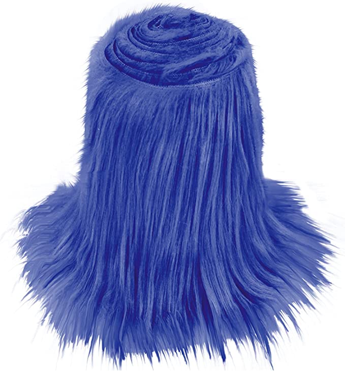 FabricLA Mohair Shaggy Faux Fur Fabric - Pre Cut Strips | Trim Ribbon | DIY Craft, Hobby, Costume, Decoration - Royal Blue - FabricLA.com