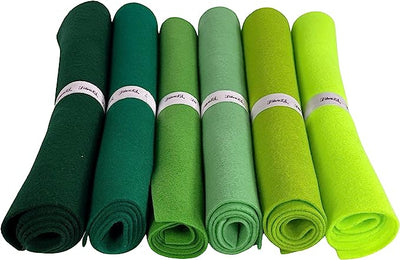 FabricLA Craft Felt Rolls 6 Pieces - 8" X 12" Inches Assorted Color Non-Woven Soft Felt Material - Acrylic Felt Roll for DIY Craftwork, Sewing and Patchwork - Shade of Greens - FabricLA.com