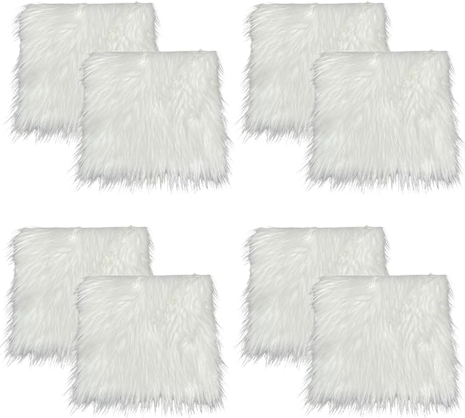 FabricLA Faux Fur Fabric - 8 Pieces Square Fur Material Fabric - 10" X 10" Inches (25cm x 25cm) - Shaggy Fur Patches Fabric Cuts Chair Cover Seat Cushion for DIY Craft - FabricLA.com