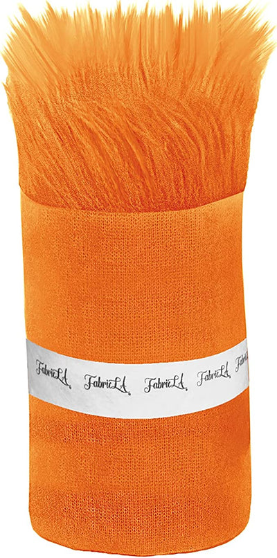 FabricLA Mohair Shaggy Faux Fur Fabric - Pre Cut Strips | Trim Ribbon | DIY Craft, Hobby, Costume, Decoration- Orange - FabricLA.com