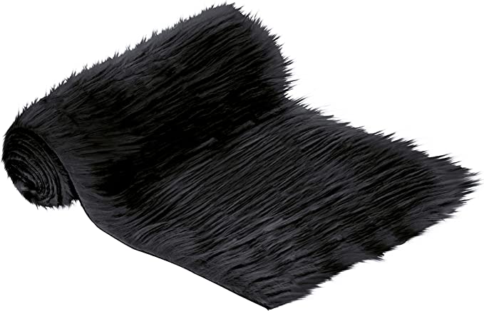 FabricLA Mohair Shaggy Faux Fur Fabric - Pre Cut Strips | Trim Ribbon | DIY Craft, Hobby, Costume, Decoration - Black - FabricLA.com
