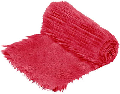 FabricLA Mohair Shaggy Faux Fur Fabric - Pre Cut Strips | Trim Ribbon | DIY Craft, Hobby, Costume, Decoration- Red - FabricLA.com