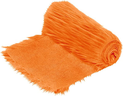 FabricLA Mohair Shaggy Faux Fur Fabric - Pre Cut Strips | Trim Ribbon | DIY Craft, Hobby, Costume, Decoration- Orange - FabricLA.com