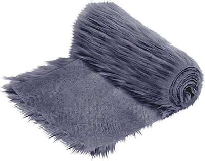 FabricLA Mohair Shaggy Faux Fur Fabric - Pre Cut Strips | Trim Ribbon | DIY Craft, Hobby, Costume, Decoration - Dark Grey - FabricLA.com