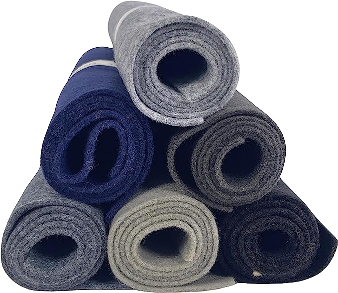 FabricLA Craft Felt Rolls 6 Pieces - 8" X 12" Inches Assorted Color Non-Woven Soft Felt Material - Acrylic Felt Roll for DIY Craftwork, Sewing and Patchwork - Colorful Grays - FabricLA.com