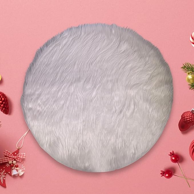 FabricLA Round Shaggy Faux Fur Fabric - 36 inches (91cm) - Circular Fluffy Area Faux Fur Use for Bedroom Carpet Play Mats for Kids Girls Princess Castle Christmas. - FabricLA.com