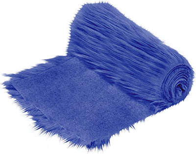 FabricLA Mohair Shaggy Faux Fur Fabric - Pre Cut Strips | Trim Ribbon | DIY Craft, Hobby, Costume, Decoration - Royal Blue - FabricLA.com