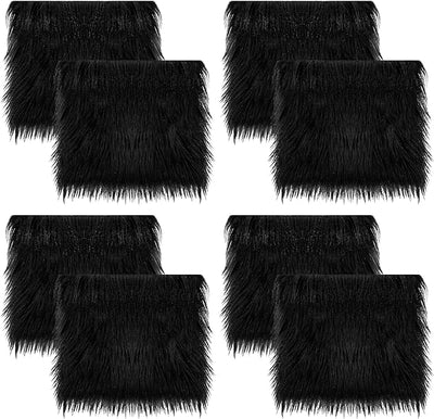 FabricLA Faux Fur Fabric - 8 Pieces Square Fur Material Fabric - 10" X 10" Inches (25cm x 25cm) - Shaggy Fur Patches Fabric Cuts Chair Cover Seat Cushion for DIY Craft - Black - FabricLA.com