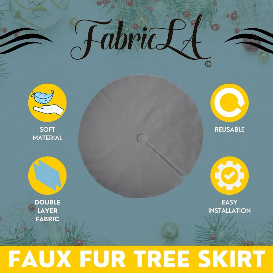 Premium Faux Fur Christmas Tree Skirt - 60 Inch | Luxurious Holiday Decorations - FabricLA.com