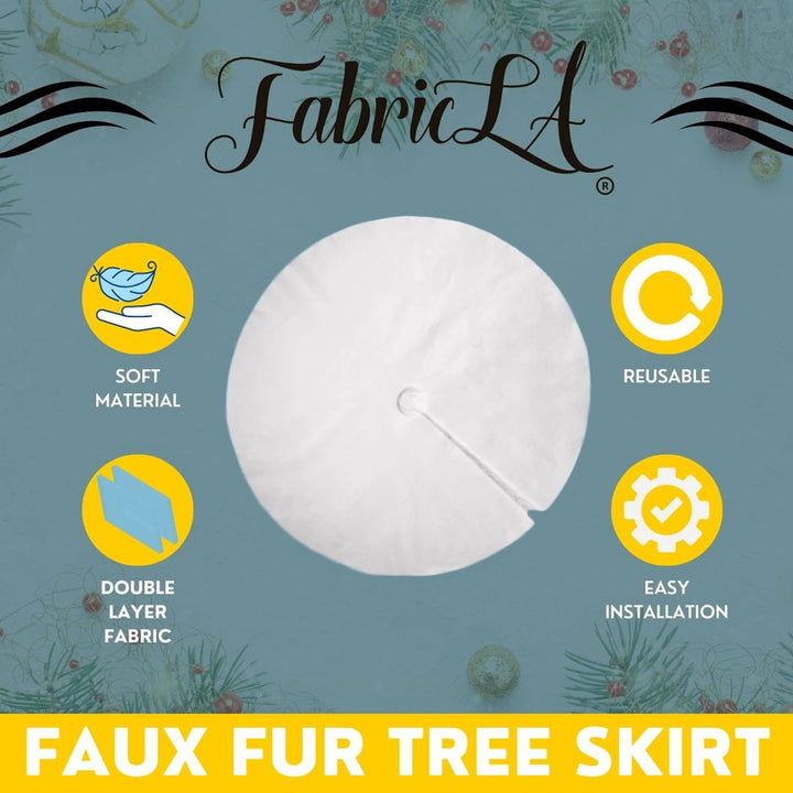 Premium Faux Fur Christmas Tree Skirt - 36 Inch | Luxurious Holiday Decorations - FabricLA.com