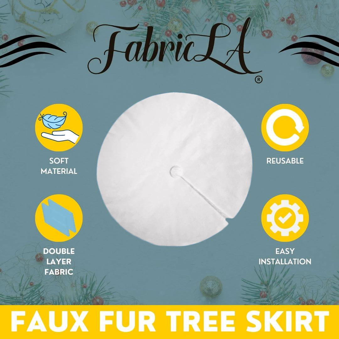 Faux Fur Christmas Tree Skirt for Holiday Decorations 30 inch (72cm) - FabricLA.com