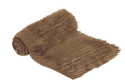 FabricLA Mohair Shaggy Faux Fur Fabric - Pre Cut Strips | Trim Ribbon | DIY Craft, Hobby, Costume, Decoration - Light Brown - FabricLA.com