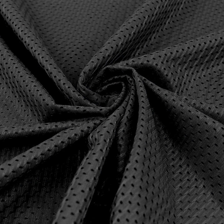 100% Polyester Football Mesh Knit Fabric | Black - FabricLA.com