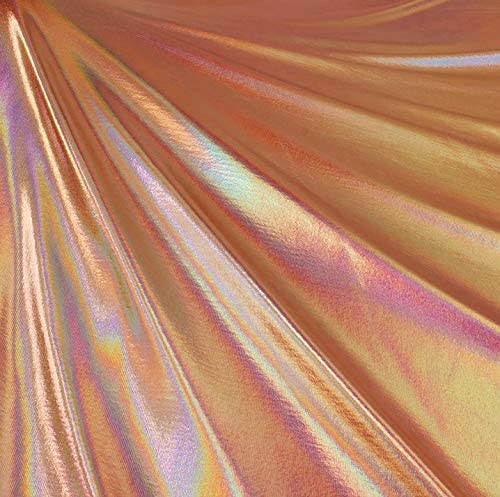 Hologram Metallic Foil Spandex Knit Fabric 4-Way Stretch, 60" Inch Wide | Rose Gold - FabricLA.com